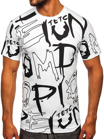 T-shirt homme en coton blanc avec imprimé Bolf KS1972