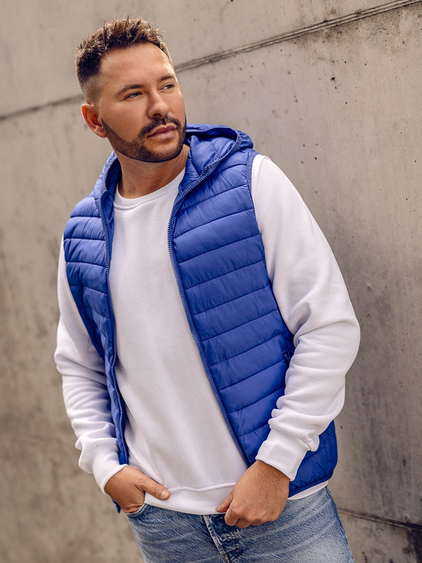 Homme Gilet matelassé à capuche Bleu cobalt Bolf LY36A