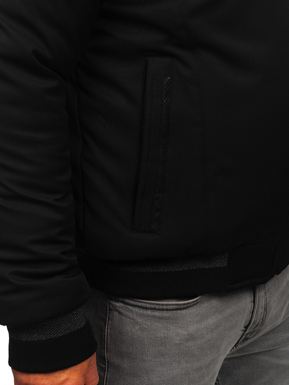 Homme Blouson d'hiver avec fourrure Noir Bolf 22M333