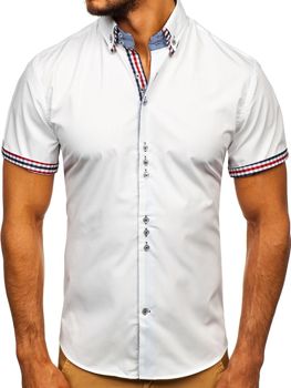 La chemise élégante avec les manches courtes pour homme blanche Bolf 3507