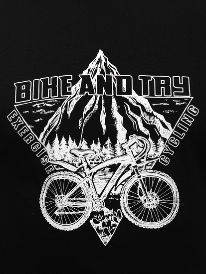 Homme T-shirt imprimé en coton Noir Bolf MPO3557