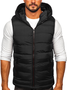 Gilet épais matelassé à capuche pour homme noir Bolf 7M805