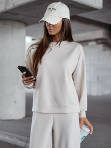 Survêtement zippé deux pièces femme beurre beige Bolf 821111