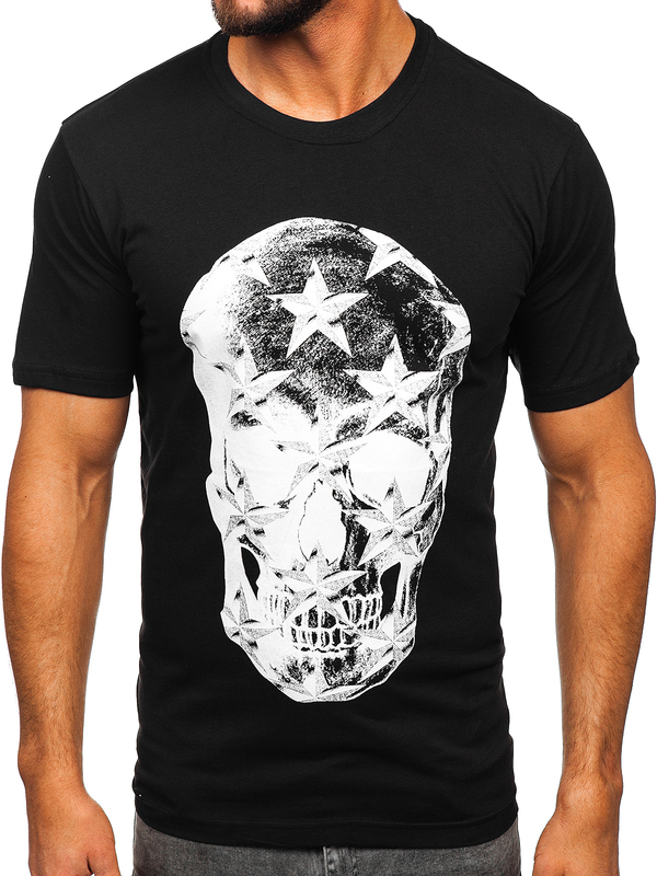 Tee-shirt imprimé pour homme noir Bolf 6300