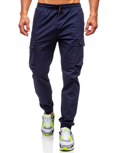 Bleu foncé pantalon jogger cargo pour homme Bolf 701  