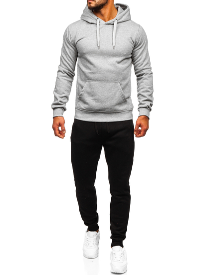 Survêtement avec sweat-shirt à capuche kangourou pour homme gris Bolf D002