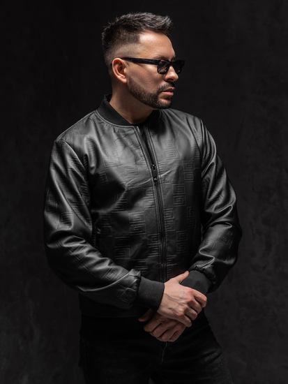 Homme Blouson bomber en cuir Noir Bolf 3A65A1