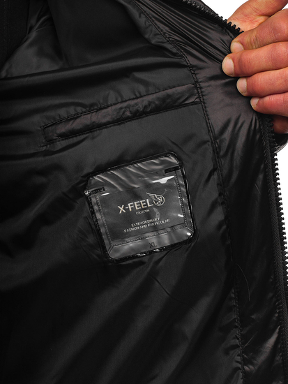 Homme Blouson d'hiver matelassée longue Noir Bolf 9971