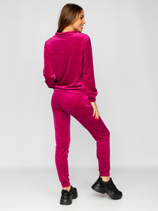 Set de sport en velours deux pièces pour femme fuchsia Bolf 637