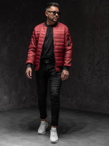 Homme Blouson de transition bomber matelassé Bordeaux Bolf MY-02A1