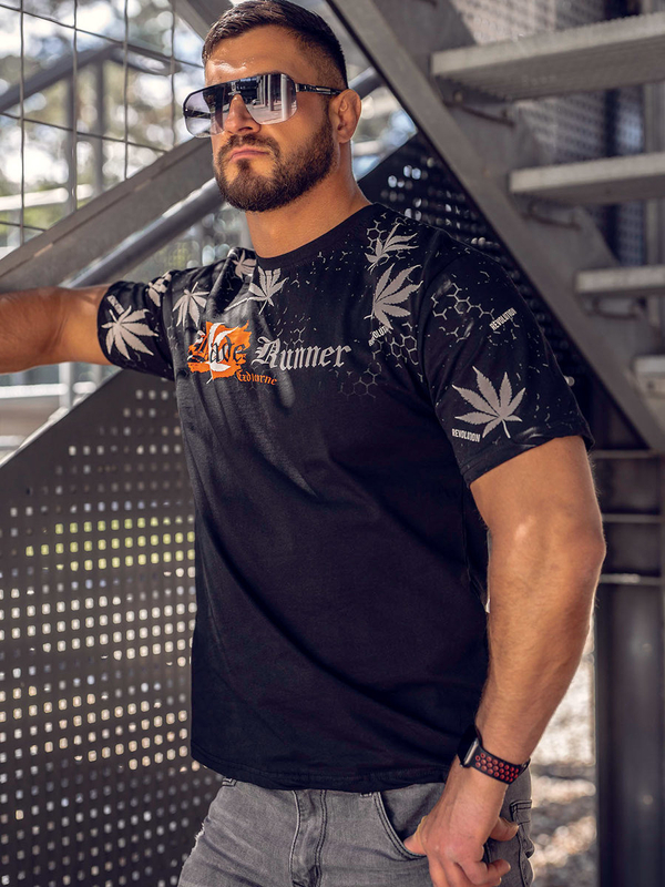 Tee-shirt en coton imprimé pour homme noir Bolf 14744A