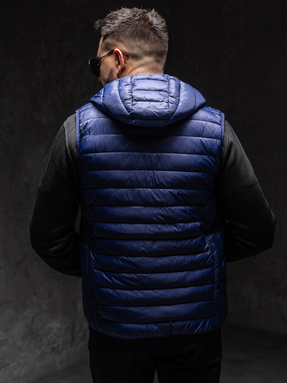 Homme Gilet matelassé à capuche Bleu foncé Bolf LY36A1