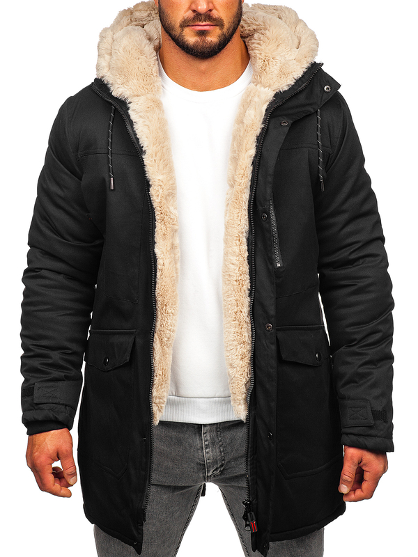Parka d'hiver pour homme noire Bolf 22M37