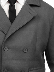 Homme Manteau d'hiver croisé courte Graphite Bolf 11Z8215