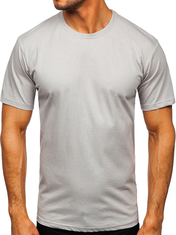 T-shirt homme en coton gris uni Bolf 192397