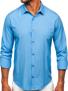 Chemise élégante bleu clair à manches longues pour homme Bolf 1703