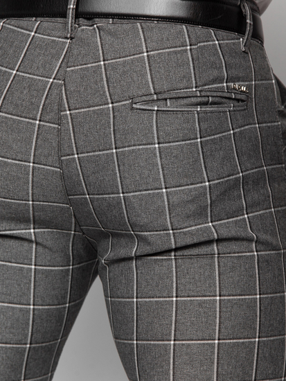 Homme Pantalon élégant à carreaux Anthracite Bolf 0044