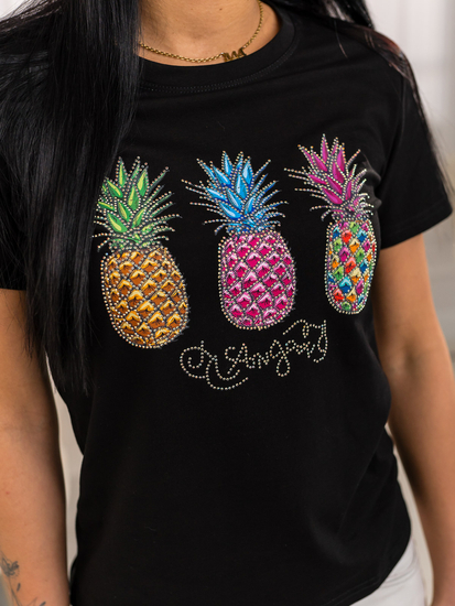 Femme T-shirt imprimé Noir Bolf 95T2522