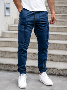 Bleu foncé pantalon jogger cargo pour homme Bolf 701  