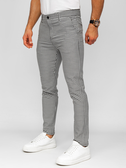Homme Pantalon élégant à carreaux Noir Bolf 184143