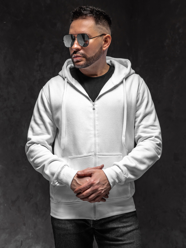 Homme Sweat-shirt à capuche avec fermeture Blanc Bolf 2008A1