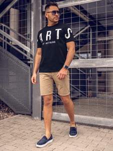 Tee-shirt imprimé pour homme noir Bolf 1180A