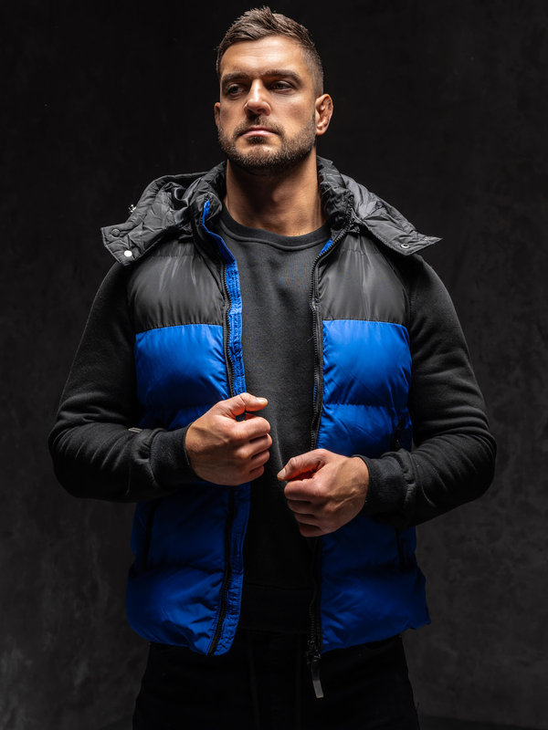 Homme Gilet matelassé à capuche Bleu Bolf 1189A1