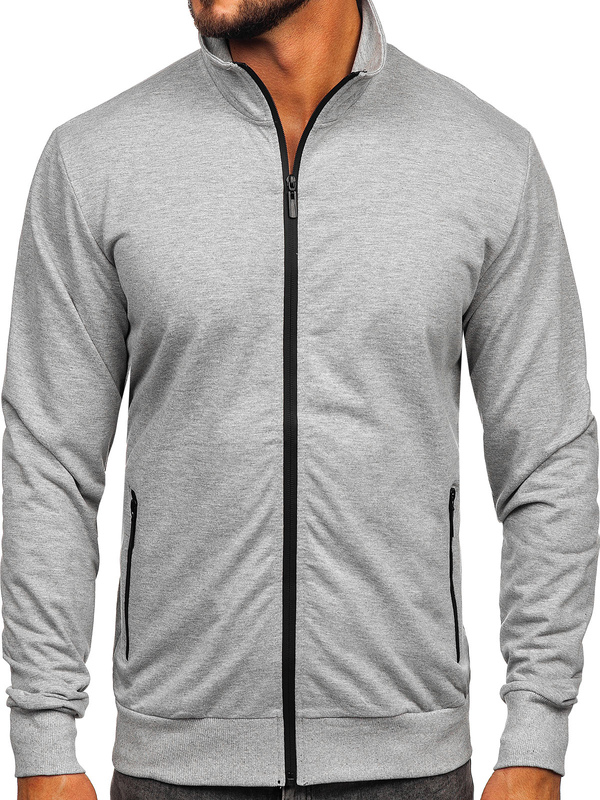Sweat-shirt à col montant avec fermeture pour homme gris Bolf B229