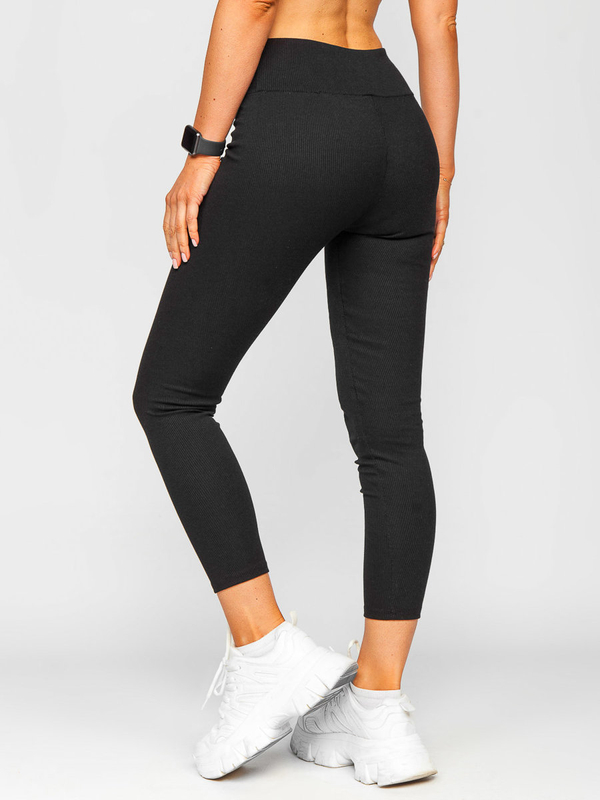 Le legging côtelé pour femme noir Bolf 020