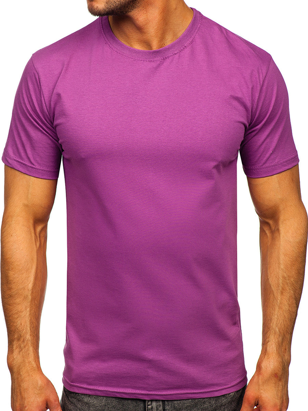 T-shirt uni en coton violet pour homme Bolf 192397