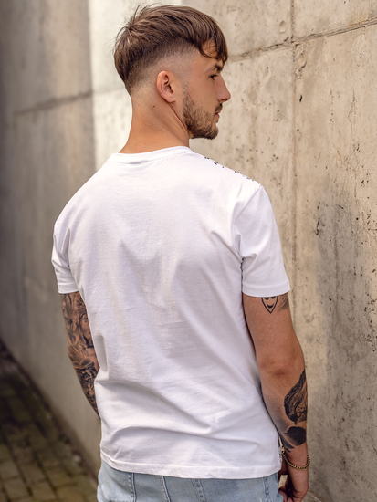 T-shirt homme en coton blanc avec imprimé Bolf 1173