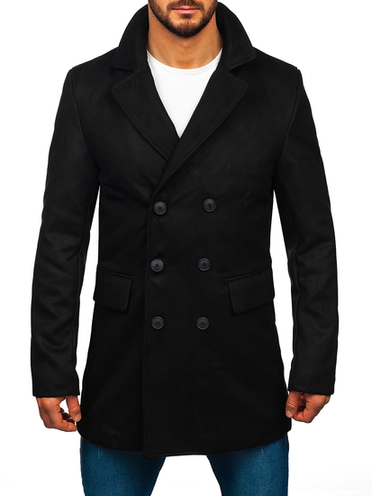 Homme Manteau d'hiver longue croisé Noir Bolf 79B3A1-073