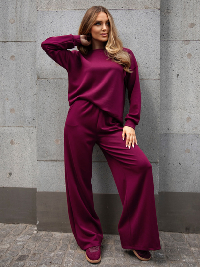 Survêtement zippé deux pièces femme beurre bordeaux Bolf 821111