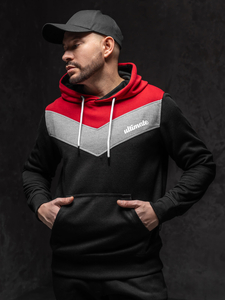 Homme Sweat-shirt à capuche imprimé Rouge Bolf W3878A1