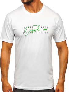 Homme T-shirt imprimé en coton Blanc Bolf 5032