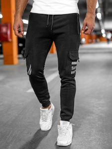 Pantalon jogger cargo rembourré pour homme noir Bolf HW2207
