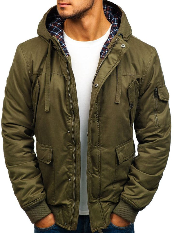 Blouson d'hiver épais en coton pour homme vert Bolf 1890