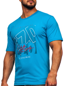 Tee-shirt en coton pour homme turquoise Bolf 14748