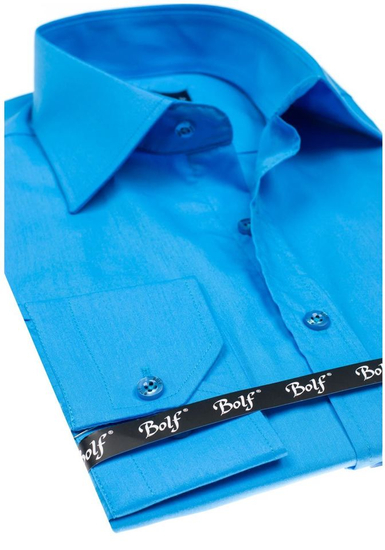 Chemise élégante turquoise à manches longues pour homme Bolf 1703