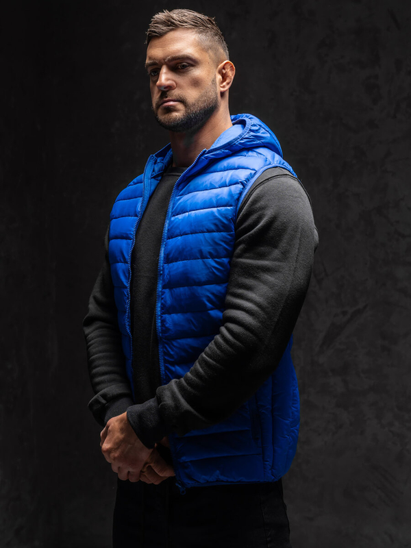 Homme Gilet matelassé à capuche Bleu cobalt Bolf LY36A1