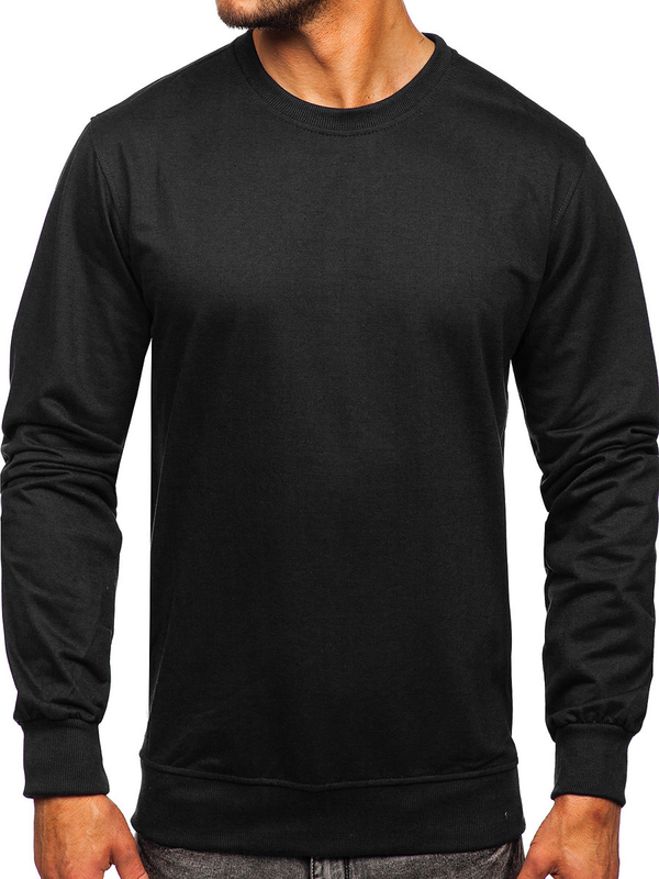 Sweat-shirt noir sans capuche pour homme Bolf B10001