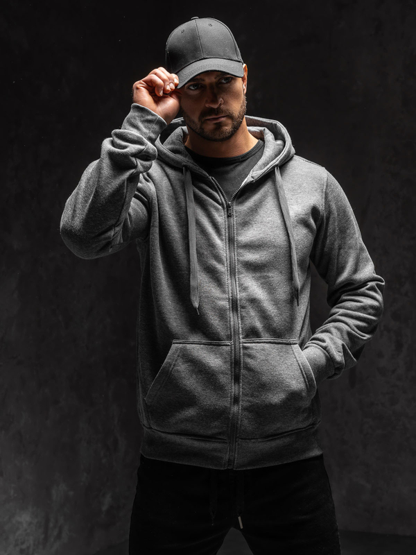 Homme Sweat-shirt à capuche avec fermeture Anthracite Bolf 2008A1