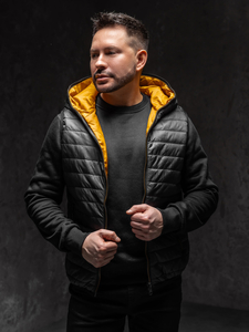 Homme Gilet matelassé à capuche Noir Bolf 7106A1