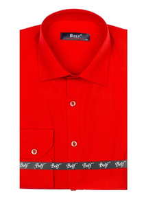 Chemise élégante rouge à manches longues pour homme Bolf 1703