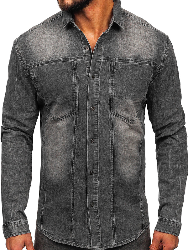 Chemise en jean à manches longues pour homme graphite Bolf MC712G