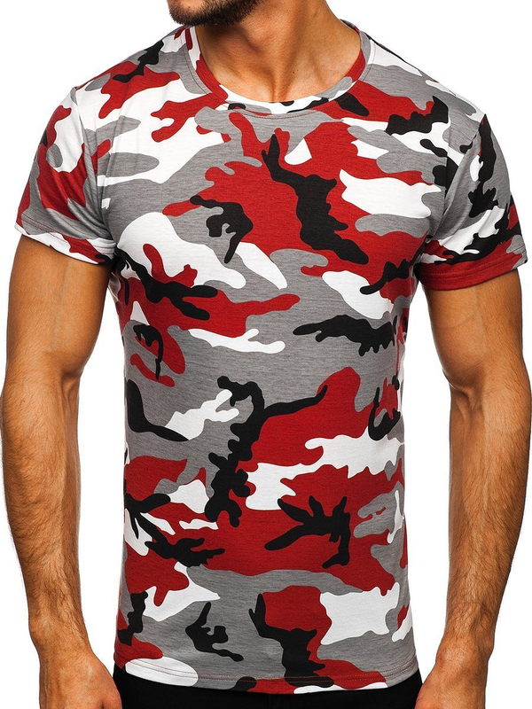 Tee-shirt pour homme gris-bordeaux camo Bolf S807