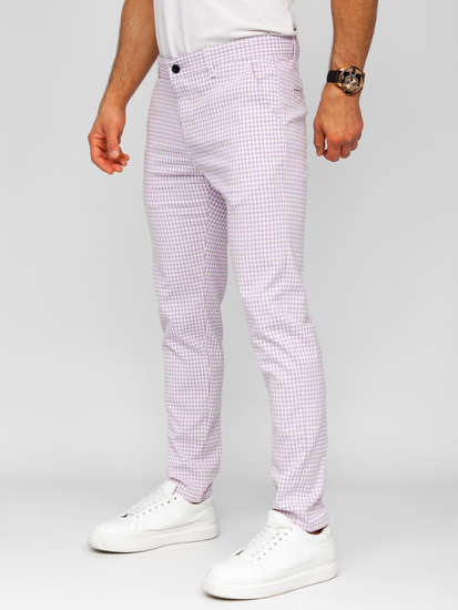 Homme Pantalon élégant à carreaux Violet Bolf 184143