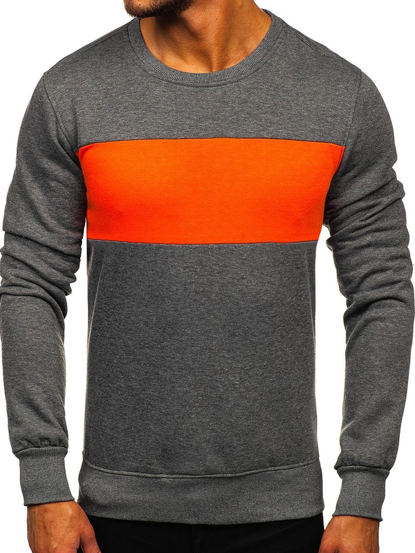 Sweat-shirt pour homme sans capuche graphite-orange Bolf 2021