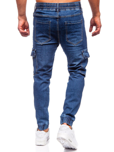 Homme Pantalon de jogging en jean cargo Bleu foncé Bolf 8118