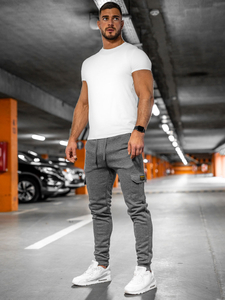 Homme Pantalon jogger cargo épais Gris Bolf JX8709A